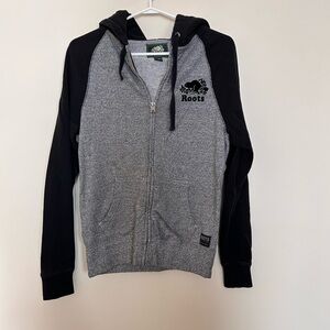 Roots Heather Gray and Black Hoodie